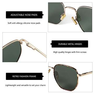 ZENOTTIC Hexagon Polarized Retro Sunglasses for Men Women-Vintage Geometric Metal Frame Design UV Protection Trendy Fashion Sun Glasses Shades