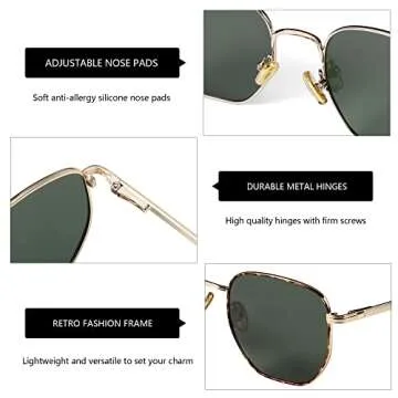 ZENOTTIC Hexagon Polarized Retro Sunglasses for Men Women-Vintage Geometric Metal Frame Design UV Protection Trendy Fashion Sun Glasses Shades