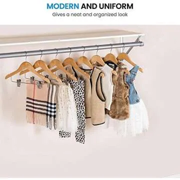 High-Grade Wooden Childrens/Kids Hangers with Clips (10 Pack) Smooth & Durable Wood Baby Hangers/Nursery Hangers - 12.5 Inch - 360° Hook & Cut Notches- Great Toddler Hanger for Dress Skirts Pants