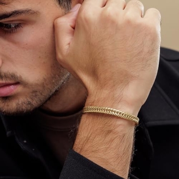Galis Chain Bracelets For Men - Premium Stainless Steel Mens Bracelet, Gold Plated Non Tarnish Bracelet - This Snake Chain suits as Everyday Men's Bracelets is Stylish Gifts For Him 7"