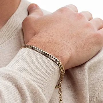Galis Chain Bracelets For Men - Premium Stainless Steel Mens Bracelet, Gold Plated Non Tarnish Bracelet - This Snake Chain suits as Everyday Men's Bracelets is Stylish Gifts For Him 7"