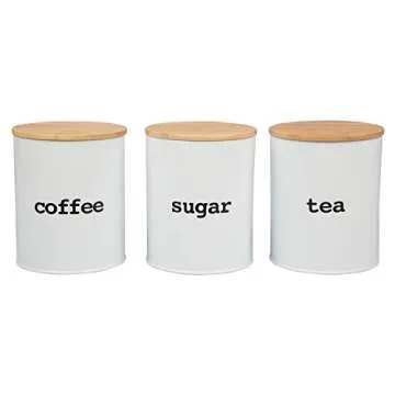Kitchen Canister Set with Bamboo Lids for Fresh Food Storage