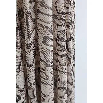L'VOW Women's Elastic Leopard Print Watercolor Maxi Skirt High Waisted Dress Pleated Shirring (AC-White, M)