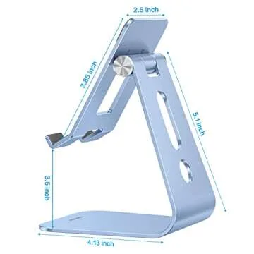 OMOTON Adjustable Tablet Stand for Desk, Upgraded Longer Arms for Greater Stability, T2 Tablet Holder with Hollow Design for Bigger Sized Phones and Tablets Such as iPad Pro/Air/Mini, Blue