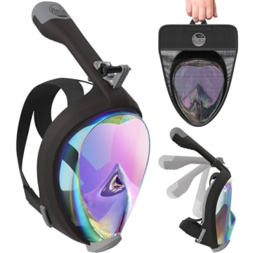 Aleoron - Foldable Snorkel Mask Full Face for Adults - Latest Dry Top System 180 Panoramic Snorkelin...
