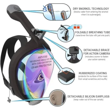 Aleoron Foldable Full Face Snorkel Mask for Adults