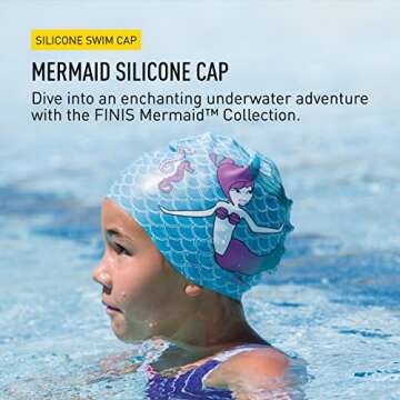 FINIS Mermaid Silicone Cap - Fun Kids Swim Cap with Universal Fit