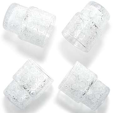 AVLA Vintage Drinking Glasses - 8 Pack with Embossed Design