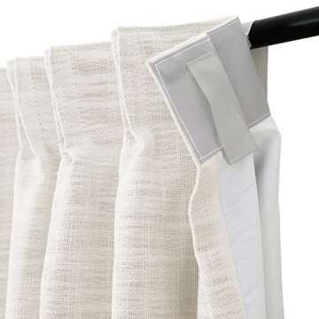 TWOPAGES Off White Linen Blend 108 Inches Long Blackout Curtain for Bedroom Kids Room Linen Blend Thermal Insulated Curtain with Pinch Pleated and Back Tab Heavy Weight Drape (52Wx108L, 1 Panel)