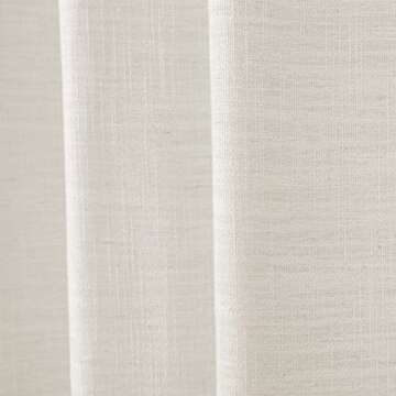 TWOPAGES Off White Linen Blend 108 Inches Long Blackout Curtain for Bedroom Kids Room Linen Blend Thermal Insulated Curtain with Pinch Pleated and Back Tab Heavy Weight Drape (52Wx108L, 1 Panel)