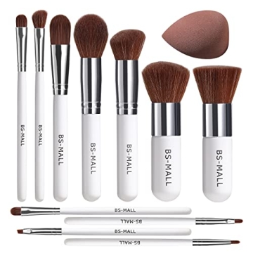 BS-MALL Makeup Brush Set 11Pcs Bamboo Synthetic Kabuki Brush Set Foundation Powder Blending Conceale...