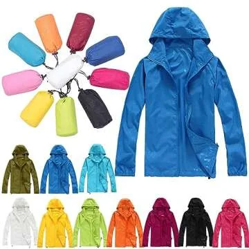 Women's Lightweight Waterproof Raincoat Hooded Windbreaker