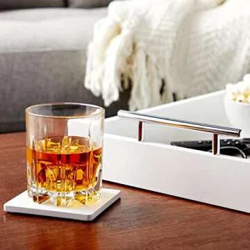 Juvale White Decorative Serving Tray with Coasters