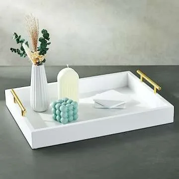 Juvale White Decorative Serving Tray with Coasters