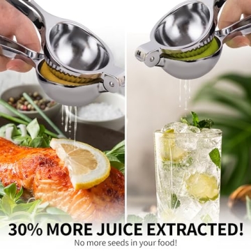 Zulay Kitchen Metal Lemon Squeezer – Sturdy & Easy-to-Use Handheld Citrus Press – Effortless Jui...