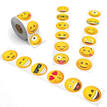 Emoticon Stickers for Kids - 1.5" Circles - Smile Stickers for School and Home, Rewards, Parties, an...