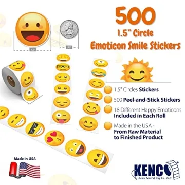 Emoticon Stickers for Kids - 1.5" Affordable Reward Stickers