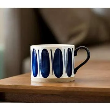 Koja 15 oz. Elegant Hand Painted Decorative Large Porcelain Ceramic Mug Set. 4 Decorative Mugs. Colorful Gift Pack. Impress & Entertain Family & Guests. Dishwasher Microwave Safe.