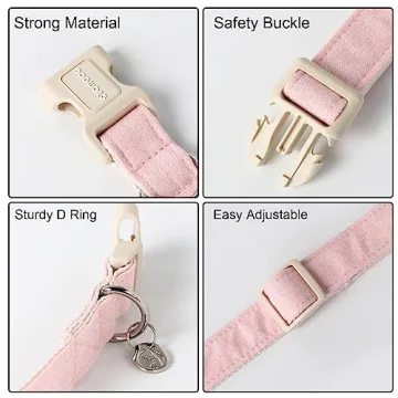 Adjustable DOGWONG Cotton Pink Dog Collar for Pets