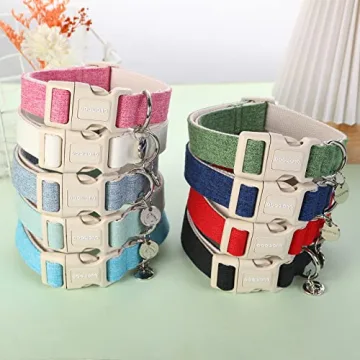 Adjustable DOGWONG Cotton Pink Dog Collar for Pets