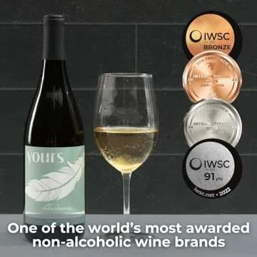 YOURS Non-Alcoholic Wine California Chardonnay - Award Winning Alcohol Removed White Wine Only 30 Calories and No Added Sugar