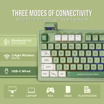 EPOMAKER RT100 97 Keys Gasket BT5.0/2.4G/USB-C Mechanical Keyboard with Customizable Display Screen, Knob, Hot Swappable Socket, 5000mAh Battery for Win/Mac(RT100 Green, Flamingo Switch)
