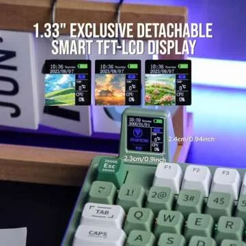 EPOMAKER RT100 97 Keys Gasket BT5.0/2.4G/USB-C Mechanical Keyboard with Customizable Display Screen, Knob, Hot Swappable Socket, 5000mAh Battery for Win/Mac(RT100 Green, Flamingo Switch)