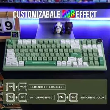 EPOMAKER RT100 97 Keys Gasket BT5.0/2.4G/USB-C Mechanical Keyboard with Customizable Display Screen, Knob, Hot Swappable Socket, 5000mAh Battery for Win/Mac(RT100 Green, Flamingo Switch)