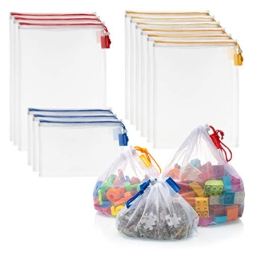 Vandoona Toy Storage & Organization Mesh Bags Set of 12 Eco Friendly Washable Mesh Bags & Color Code...