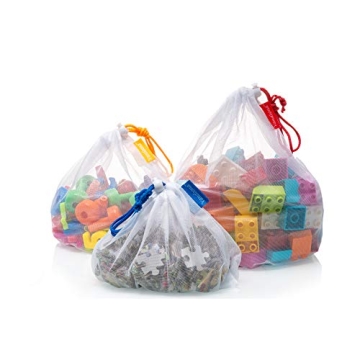 Vandoona Color Coded Mesh Toy Organizer Bags Set - 12 Durable Bags