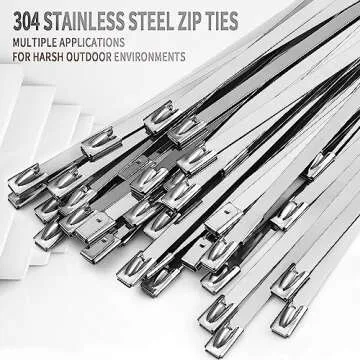 Metal Zip Ties 11.8 Inch Heavy Duty 304 Stainless Steel 100pcs Self-locking