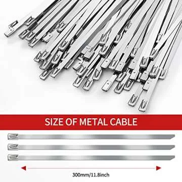 Sturdy Stainless Steel Metal Zip Ties Pack of 100