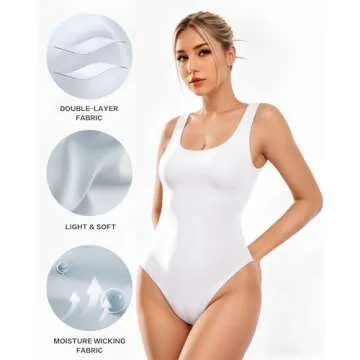 ALGALAROUND Tank Top Bodysuits for Women Scoop Neck Body suits Sleeveless Double Lined Tops