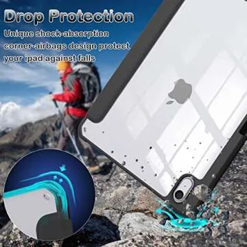 OKP for New iPad 10th Generation Case 2022, ipad 10.9 inch Case with Trifold Stand, Auto Wake/Sleep, ipad 10 gen Protective Cover with Slim Lightweight Clear PC Back Shell for Women Men, Black