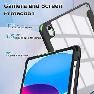 OKP for New iPad 10th Generation Case 2022, ipad 10.9 inch Case with Trifold Stand, Auto Wake/Sleep, ipad 10 gen Protective Cover with Slim Lightweight Clear PC Back Shell for Women Men, Black