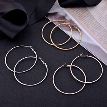 Nicole Miller Texture Hoop Earrings Set - 3 Color Styles