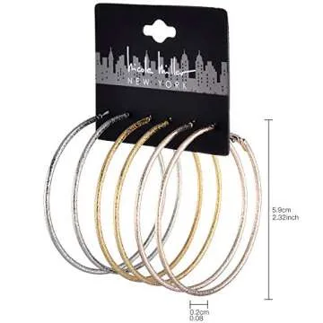 Nicole Miller Texture Hoop Earrings Set - 3 Color Styles