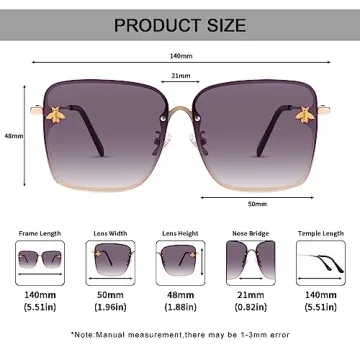 Dollger Square Oversized Sunglasses for Women Trendy Black Sunglasses Large Frame Gradient Lens UV400 Protection