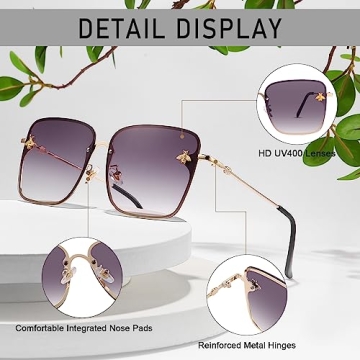 Dollger Square Oversized Sunglasses for Women Trendy Black Sunglasses Large Frame Gradient Lens UV400 Protection