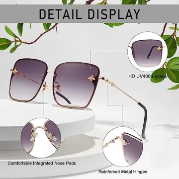 Dollger Square Oversized Sunglasses for Women Trendy Black Sunglasses Large Frame Gradient Lens UV400 Protection