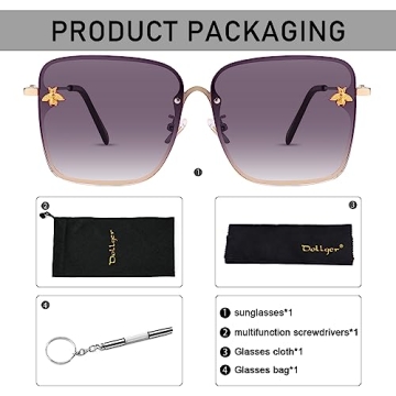 Dollger Square Oversized Sunglasses for Women Trendy Black Sunglasses Large Frame Gradient Lens UV400 Protection