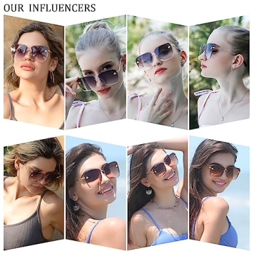 Dollger Square Oversized Sunglasses for Women Trendy Black Sunglasses Large Frame Gradient Lens UV400 Protection