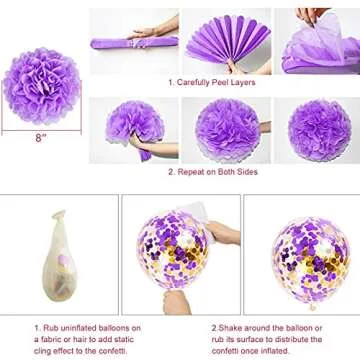 Ouddy Party Purple Birthday Decorations for Women Girls Butterfly Hanging Garland Happy Birthday and Circle Dots Banner Purple Gold Balloons Paper Flowers Cake Toppers for Birthday Party Supplies