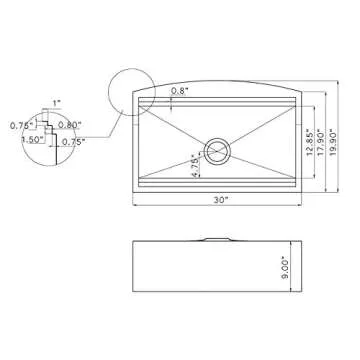 AKDY Handmade Workstation Ledge 30-inch Farmhouse Apron Mount Kitchen Sink Single Bowl in Stainless Steel 30" x 20" x 9" with Drying Rack & Cutting Board