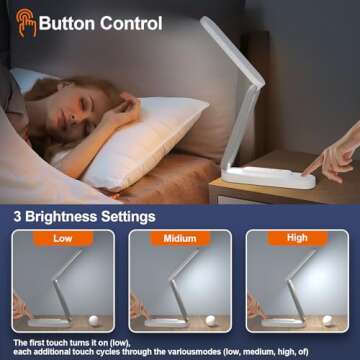 Giryuhd LED Desk Lamp for Office Home & Battery Operated Lamp Rechargeable Lamp Foldable & Portable ...