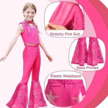 Cowgirl Costume Girls Kids Disco Outfits Movie Heroine Dress Up for Halloween Birthday Cosplay Party