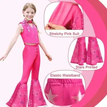 Cowgirl Costume Girls Kids Disco Outfits Movie Heroine Dress Up for Halloween Birthday Cosplay Party