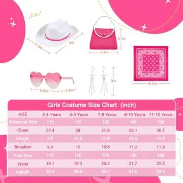 Cowgirl Costume Girls Kids Disco Outfits Movie Heroine Dress Up for Halloween Birthday Cosplay Party