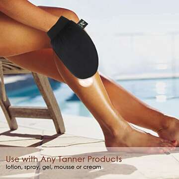 SwanMyst Self Tanning Mitt Applicator with Improved Snug Anti-Slip Elastic Wrist and Mini Facial Tan...