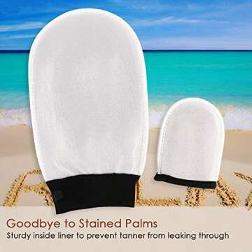 SwanMyst Self Tanning Mitt Applicator with Improved Snug Anti-Slip Elastic Wrist and Mini Facial Tan Mitt for Even and Streak-free Tan (Double Sided Washable)